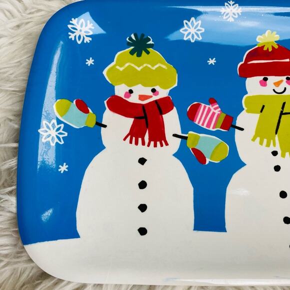 St. Nicholas Square Holiday Cheer Snowman Serving Tray New - Picture 2 of 5